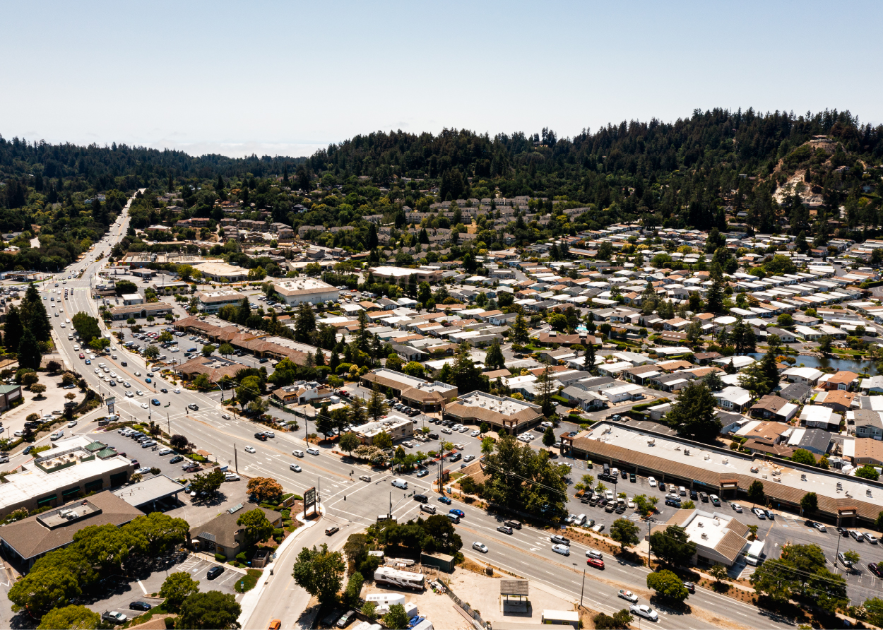 aerial view of a neighborhood in Scotts Valley